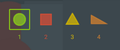 Screenshot of four shapes: circle, square, equilateral triangle and right triangle